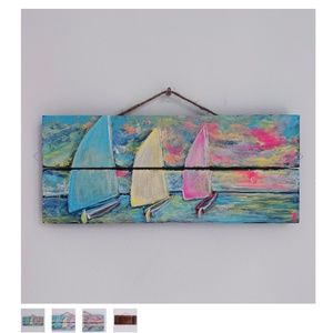 Twilight Sail on Dark Wood 12 x 5